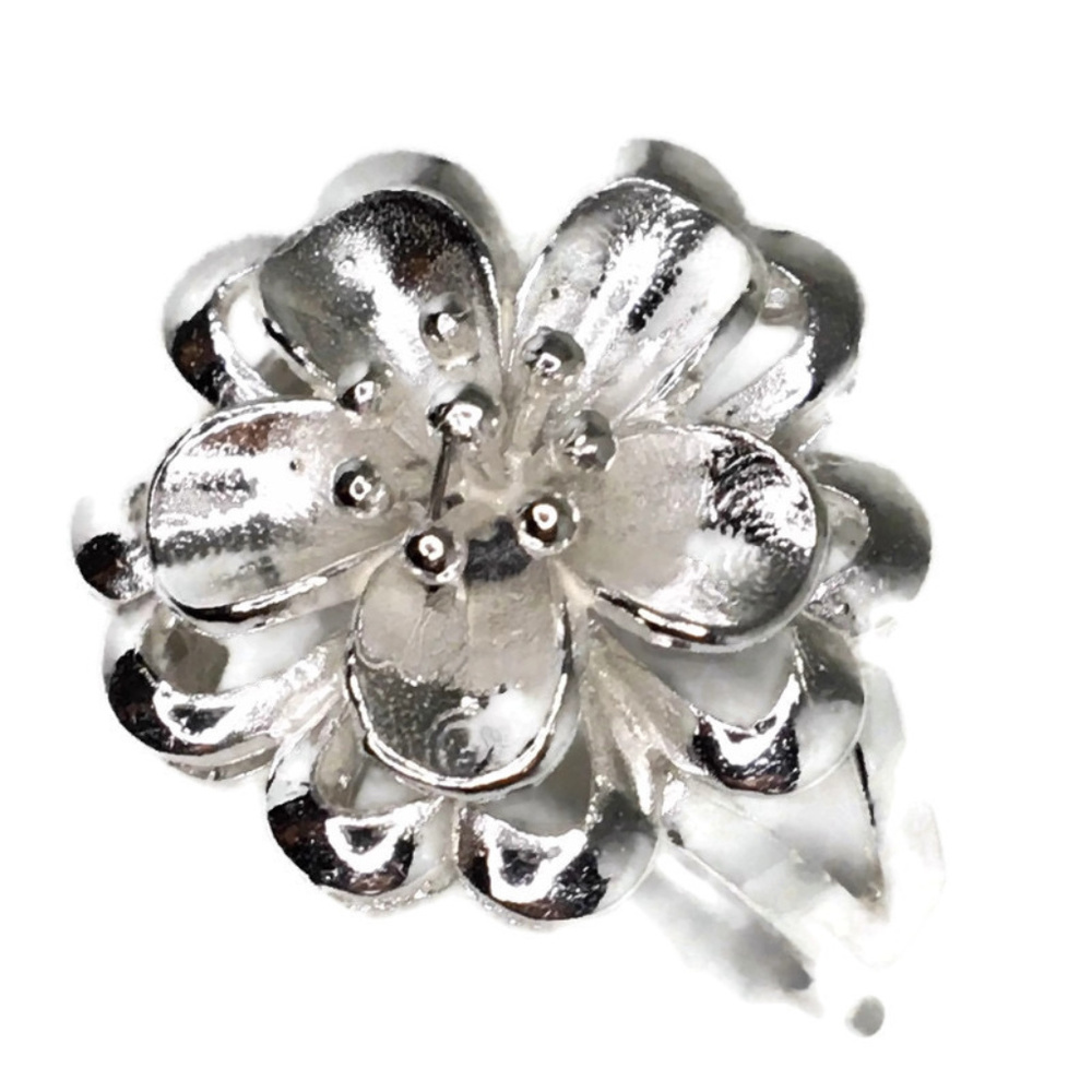flower ring Anti-Tarnish Silver Band Size 7 . 25